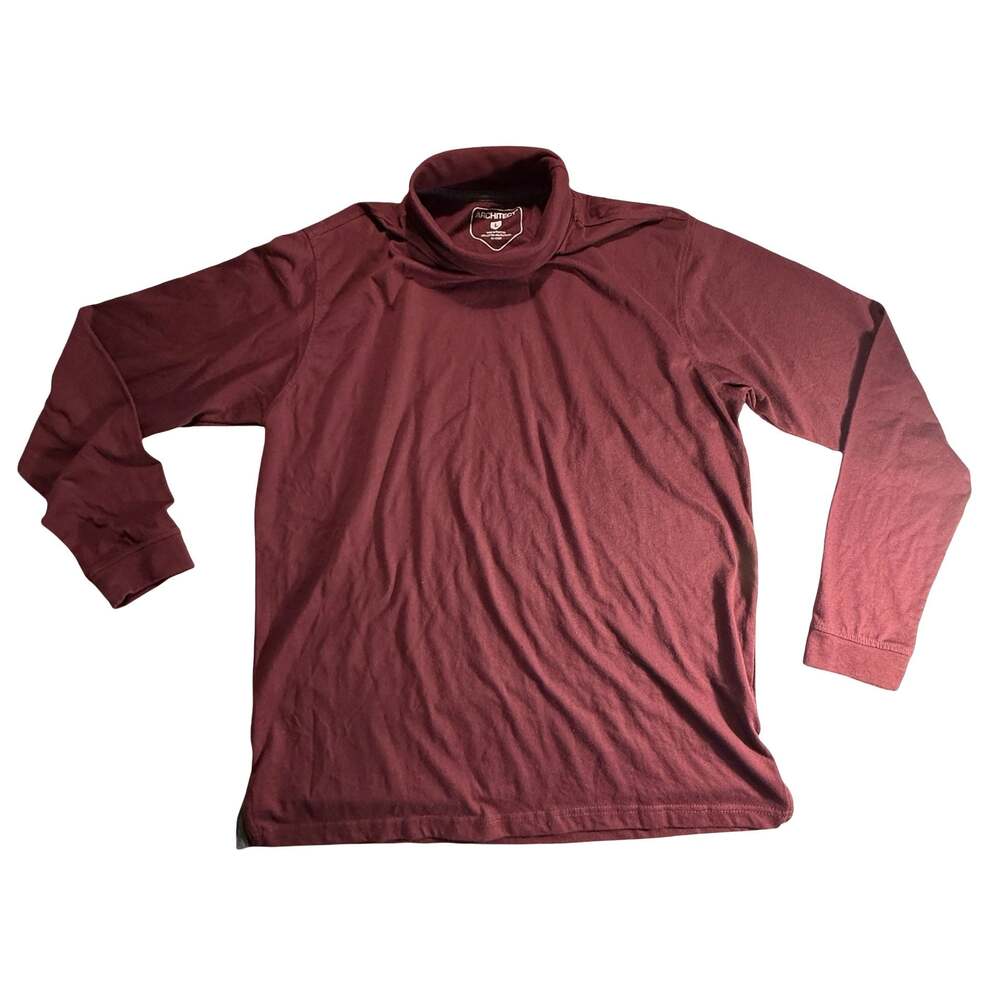 Architect Men's Long Sleeve Burgundy Turtleneck Shirt Size Large